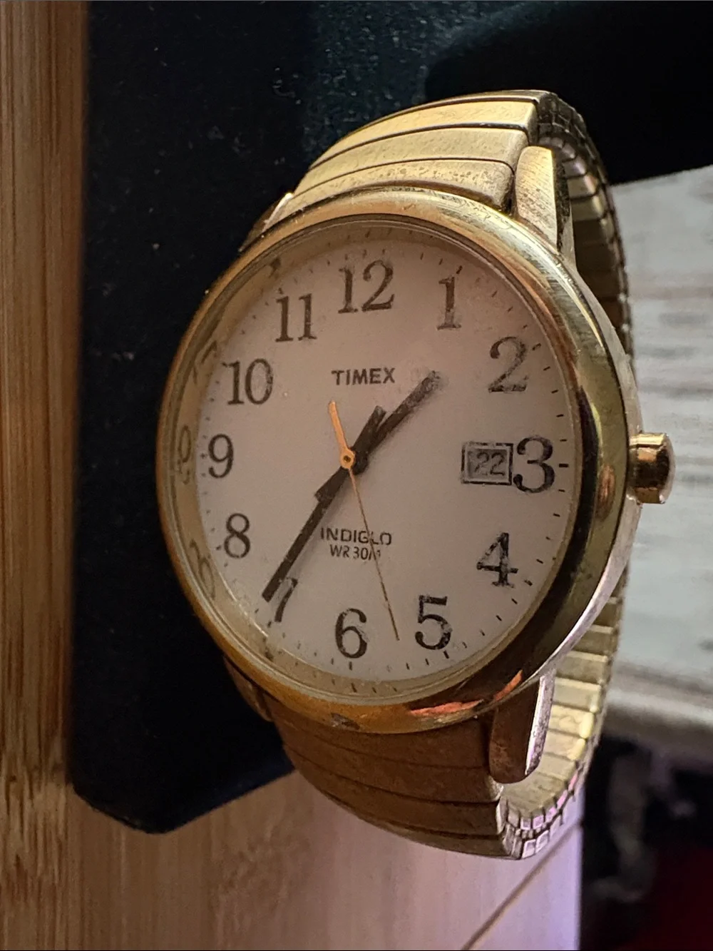 Timex Gold Tone Watch with White Dial